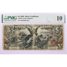 Series 1896 $5 Large Size Educational Silver Certificate Fr#270 PMG Very Good 10