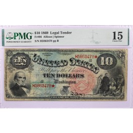 Series Of 1869 $10 Legal Tender Note Rainbow Jackass Fr#96 PMG Choice Fine 15
