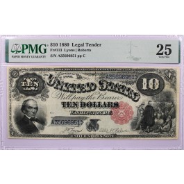 Series Of 1880 $10 Legal Tender Note Jackass Fr#113 PMG Very Fine 25 Minor Rust