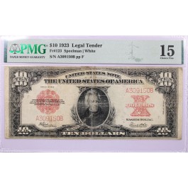 1923 $10 Large Size Legal Tender Note Red Seal Poker Chip Fr#123 PMG Choice F15