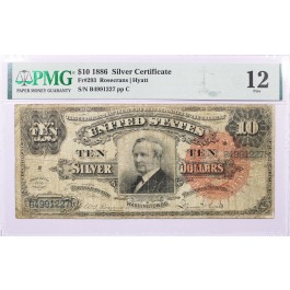 Series Of 1886 $10 Large Size Silver Certificate Tombstone Fr#293 PMG Fine 12 