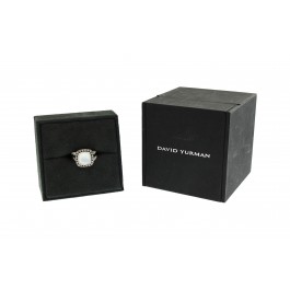 David Yurman Albion Sterling Silver 11mm Rock Crystal MOP Diamond Ring Size 8.75