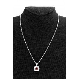 David Yurman Albion 18k Sterling Silver 11mm Garnet Pave Diamond Necklace 17" 