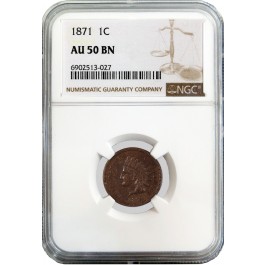 1871 1C Indian Head Cent NGC AU50 BN Brown About Uncirculated Key Date Coin