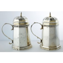 Antique Pair Tiffany & Co Sterling Silver Vermeil Salt & Pepper Shakers 224Grams
