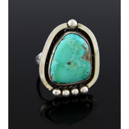 Old Pawn Navajo Native American 925 Sterling Silver Turquoise Ring Size 9 12.5g