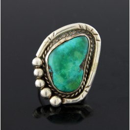 Old Pawn Navajo Native American 925 Sterling Silver Turquoise Ring Size 6 11.5g
