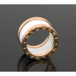 Bulgari Bvlgari B Zero 18k Rose Gold White Ceramic Four Band Ring Size 3.5 EU 46