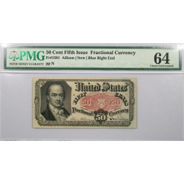 1875 50 Cents Fractional Currency Fifth Issue Crawford Fr#1381 PMG Ch UNC 64