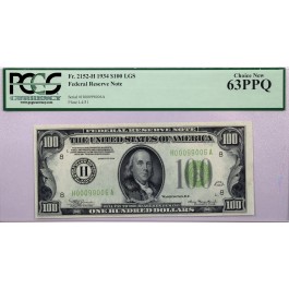 1934 $100 Bill FRN St. Louis Light Green Seal Fr#2152-H PCGS Choice New 63 PPQ