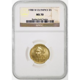1988 W West Point $5 Gold Seoul Olympiad Commemorative Coin NGC MS70