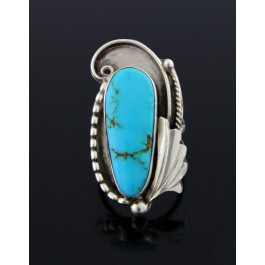 Old Pawn Navajo Native American 925 Sterling Silver Turquoise Ring Size 7 10.5g