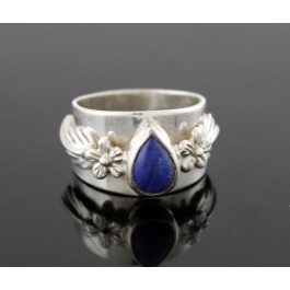 Vintage 1992 Carol Felley 925 Sterling Silver Lapis Lazuli Flower Ring Size 7