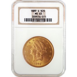 1889 S $20 Liberty Head Double Eagle Gold NGC MS63