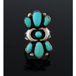 Louise Tony Navajo Native American Sterling Silver Turquoise Ring Size 7 5.9g