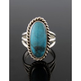 Old Pawn AM Navajo Native American Sterling Silver Turquoise Ring Size 6.25 5.4g