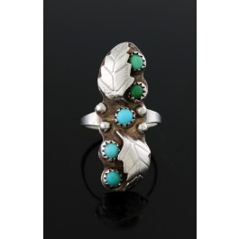 Old Pawn Navajo Native American Sterling Silver Turquoise Ring Size 5.25 4.5g