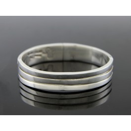 Signed JRZ TB-32 Taxco Mexico 925 Sterling Silver Hinged Bangle Bracelet 6.75"
