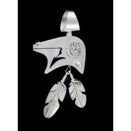 Vintage Ben Begaye Navajo Native American Sterling Silver Bear Feather Pendant
