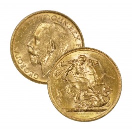Random Year 1911-1936 British George V .2354 oz Gold Sovereign AU/BU Coin