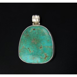Old Pawn Navajo Native American 925 Sterling Silver Turquoise Pendant 30.6g