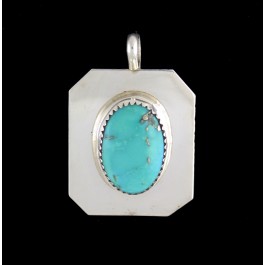 Old Pawn CT Navajo Native American 925 Sterling Silver Turquoise Pendant 6.1g