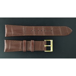 Tiffany & Co 22mmx17.5mm Brown Alligator Leather Gold Plated Buckle Watch Strap