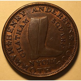 1837 HENRY ANDERSON Mammoth Boot & Shoe Chatham NY Store card Token 