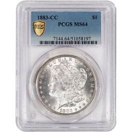 1883 CC Carson City $1 Morgan Silver Dollar PCGS Secure Gold Shield MS64 Coin