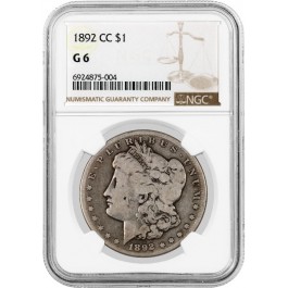 1892 CC Carson City $1 Morgan Silver Dollar NGC G6 Good Circulated Key Date Coin