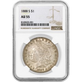 1888 S $1 Morgan Silver Dollar NGC AU55 About Uncirculated Key Date Coin