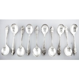 Set Of 5 Vintage 1930s Branford Silver Plate Mickey Mouse Pie Eyed Spoons
