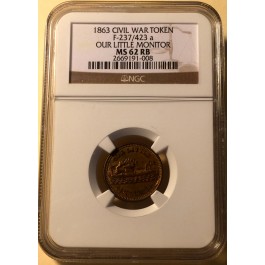 1863 NGC MS 62 RB  CIVIL WAR TOKEN OUR LITTLE MONITOR