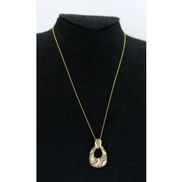 Signed LEVIAN 14k Yellow Gold Chocolate Vanilla Pave Diamond Pendant Necklace 18
