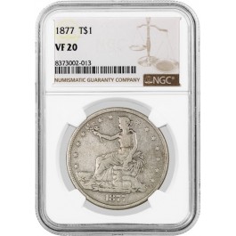 1877 T$1 Trade Dollar Silver NGC VF20 Very Fine Coin 