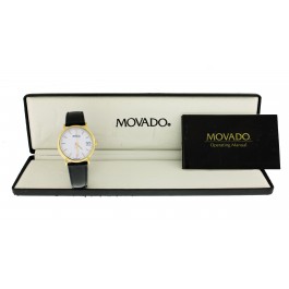 Vintage Movado 34mm Gold Tone Stainless Steel White Dial Quartz Watch 87-A4-0887