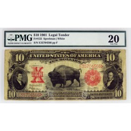 Series Of 1901 $10 Legal Tender United States Note Bison Fr#122 PMG VF20