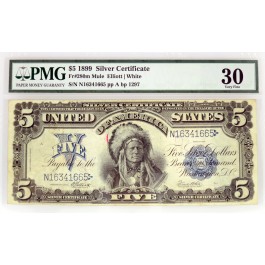 Series Of 1899 $5 Large Size Indian Chief Silver Certificate Fr#280m PMG VF30 Ink