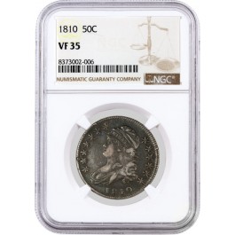 1810 50C Capped Bust Silver Half Dollar NGC VF35 Very Fine Circulated Coin