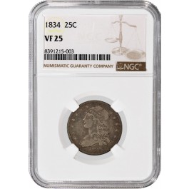 1834 25C Capped Bust Quarter Silver NGC VF25 Very Fine Circulated Coin