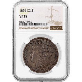 1891 CC $1 Morgan Silver Dollar NGC VF35 Very Fine Circulated Key Date Coin
