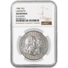 1900 $1 Lafayette Commemorative Silver Dollar NGC AU Details Cleaned Coin