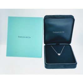 Tiffany & Co 950 Platinum .24 tcw Diamond Flower Pendant Necklace 16" With Box