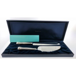 Tiffany & Co 925 Sterling Silver Lotus Pattern Cake Serving Set Of 2 With Box