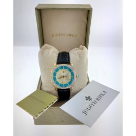Judith Ripka Sleeping Beauty 34.5mm Gold Tone Stainless Steel CZ Turquoise Watch
