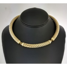 Vintage David Yurman 14k Gold 9.5mm Cable Classic Hinged Choker Necklace 15"