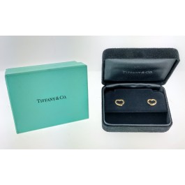 Tiffany & Co Elsa Peretti 18k Yellow Gold 11mm Wide Open Heart Stud Earrings