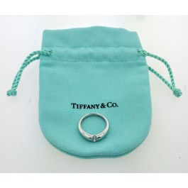 Tiffany & Co Elsa Peretti 950 Platinum .18 ct Diamond Curved Band Ring Size 4.75