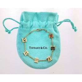 Tiffany & Co Atlas Italy 18k Yellow Gold Roman Numeral Charm Bracelet 6.75