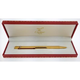 Vintage Must de Cartier Trinity Gold Plated Red Enamel Ballpoint Pen With Box